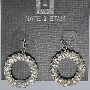 Nate & Etan crystal hoop dangle earrings NWOT